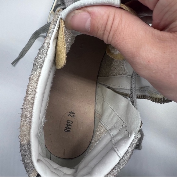 Golden Goose Slide Double Quarter Suede Toe Camo Print Leather Star High Sneaker - Picture 11 of 16